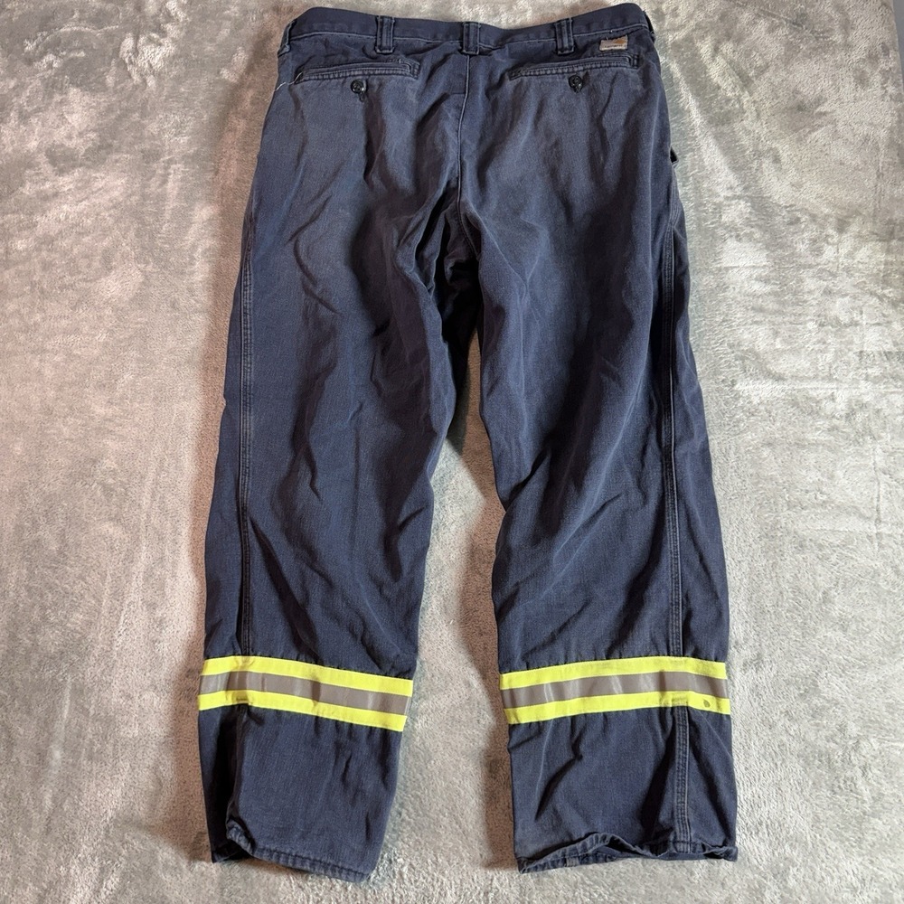 Carhartt FR Pants Mens 36x30 Flame Resistant Navy Blue Reflective High Vis